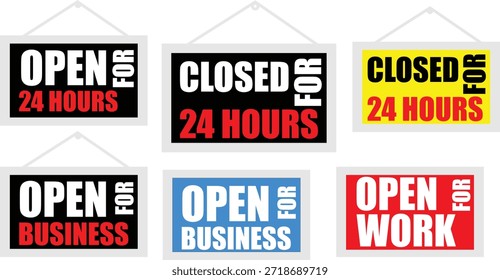 24 horas de Ilustración vectorial a bordo abierto de un conjunto de sellos de goma rojo grunge y señales de alto voltaje de peligro con símbolos de advertencia, etiquetas y pegatinas para Anuncios de venta de tiendas comerciales