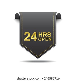 24 Hours Open golden Vector Icon Design