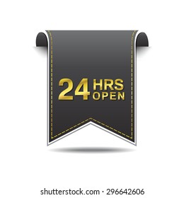 24 Hours Open golden Vector Icon Design