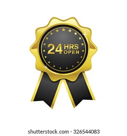 24 Hours Open golden Vector Icon Design