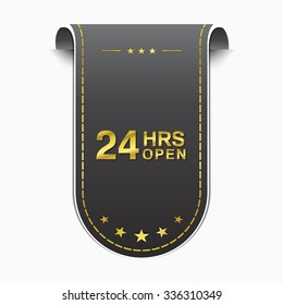 24 Hours Open golden Vector Icon Design