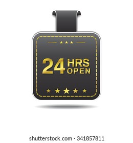 24 Hours Open golden Vector Icon Design