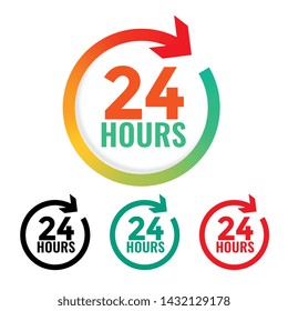 24 hours open icon in many colors