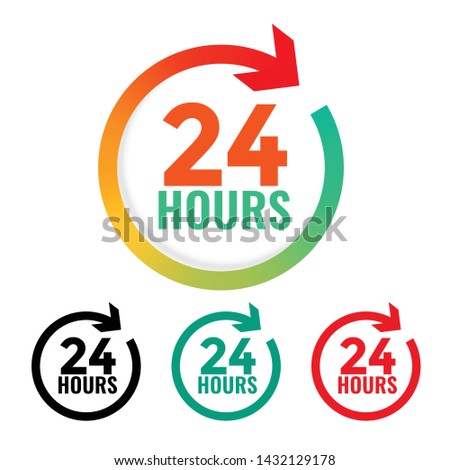 24 hours open icon in many colors