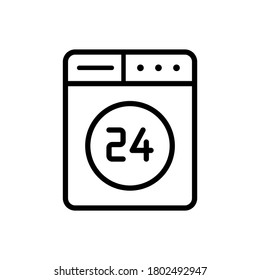 24 hours open icon. Simple line vector laundry element icon for ui and ux, website or mobile application