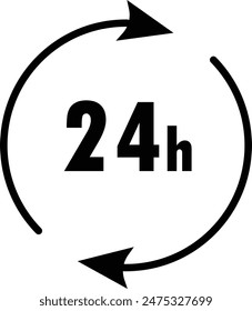 24 hours open icon or working service label sticker, all day open shop info logo sign isolated image