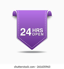 24 Hours Open Purple Vector Icon Design