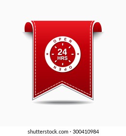 24 Hours Open Red Vector Icon Design