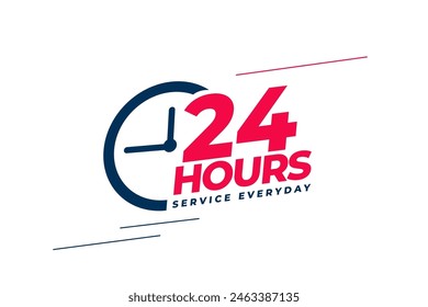 24 hours open service everyday banner with clock sign vector 