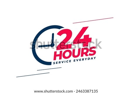 24 hours open service everyday banner with clock sign vector 