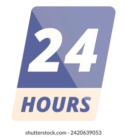 24 hours open shop icon cartoon vector. Hour clock. Window board