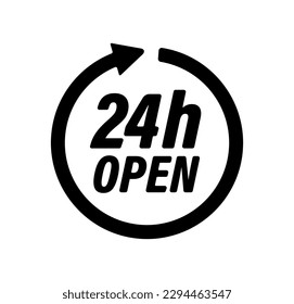 24 hours open vector icon illustration
