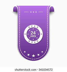 24 Hours Open Violet Vector Icon Design