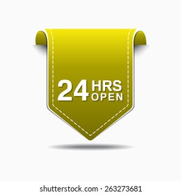 24 Hours Open Yellow Vector Icon Design