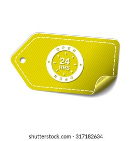 24 Hours Open Yellow Vector Icon Design