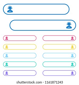 24 hours operator service icons in rounded color menu buttons. Left and right side icon variations.
