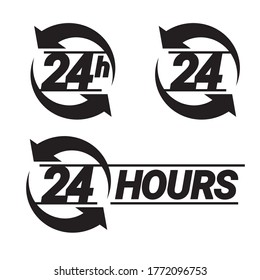 24 hours order execution or delivery service icons. Vector illustration