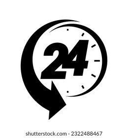 24 hours order execution or delivery service icons. commercial support. Vector illustration