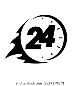24 hours order execution or delivery service icons. commercial support. Vector illustration