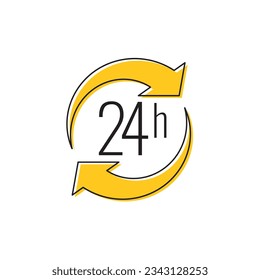 Iconos de servicio de entrega o ejecución de pedidos las 24 horas. apoyo comercial. Ilustración del vector