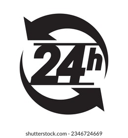 24 hours order execution or delivery service icons. commercial support. Vector illustration