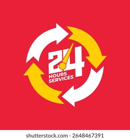24 hours order execution or delivery service icons. Vector illustration 