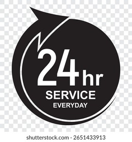 24 hours order execution or delivery service icons. commercial support. Vector illustration.