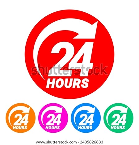 24 hours order execution or delivery service icons. commercial support. Vector illustration