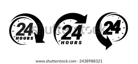 24 hours order execution or delivery service icons. commercial support. Vector illustration