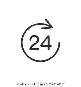 24-Stunden-Umrisssymbol. Vektorgrafik.