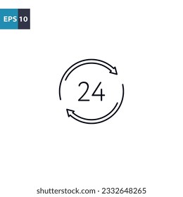 24 Hours outline icon Vector illustration
