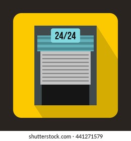 24 hours parking icon in flat style on a yellow background