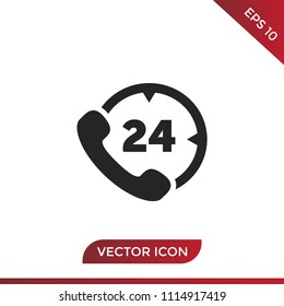 24 hours phone service vector icon