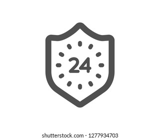 24 hours protection icon. Shield sign. Quality design element. Classic style icon. Vector