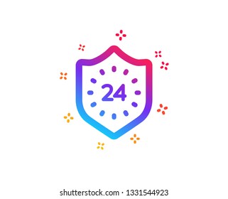 24 hours protection icon. Shield sign. Dynamic shapes. Gradient design 24 hours icon. Classic style. Vector