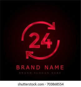 24 hours red chromium metallic logo