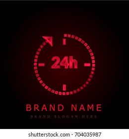 24 hours red chromium metallic logo