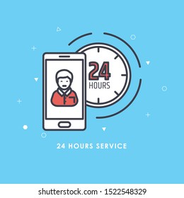 
24 hours round clock arrow icon template color editable. delivery and open store, 24H sign symbol vector sign isolated on white background illustration for graphic and web design