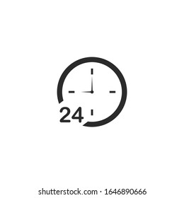 24 hours round clock arrow Icon vector sign isolated for graphic and web design. 24 hours round clock arrow symbol template color editable on white background.