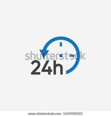 24 hours round clock arrow icon, delivery and open store icon, 24 hours sign symbol vector, All day working time sign