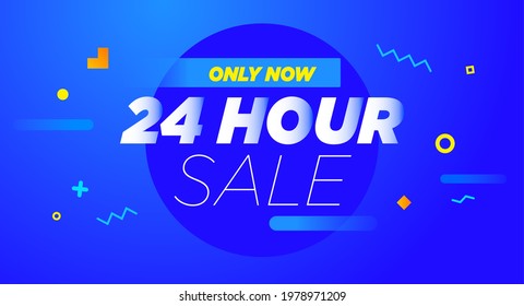 24 hours sale blue banner design template. Super sale, Friday special offer. Vector illustration.