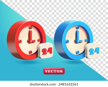 24 Hours Service, 3d vector. Suitable for business and design elements