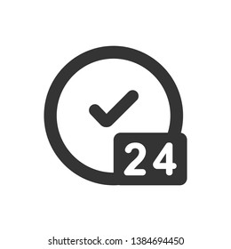 24 Hours Service, Availability Icon