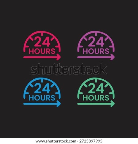 24 Hours Service and Availability Icons Set