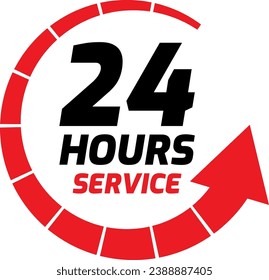 24 Hours Service Badge Icon