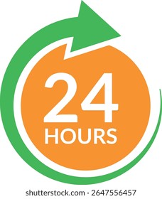 24 Hours service badge vector illustration