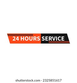 24 Hours Service In Black Orange Color And Parallelogram Rectangle Shape For Business Promotion
