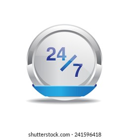24 Hours Service Blue Vector Icon Button