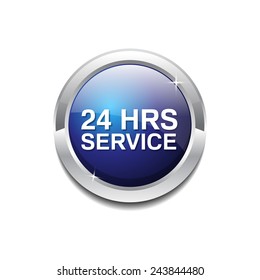24 Hours Service Blue Vector Icon Button