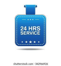 24 Hours Service Blue Vector Icon Design